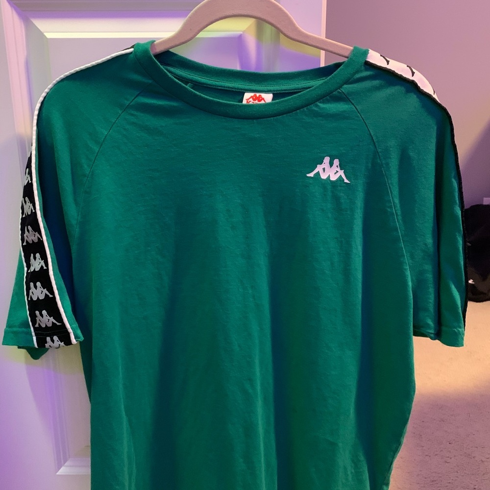 green kappa pacsun tshirt with sleeve detail